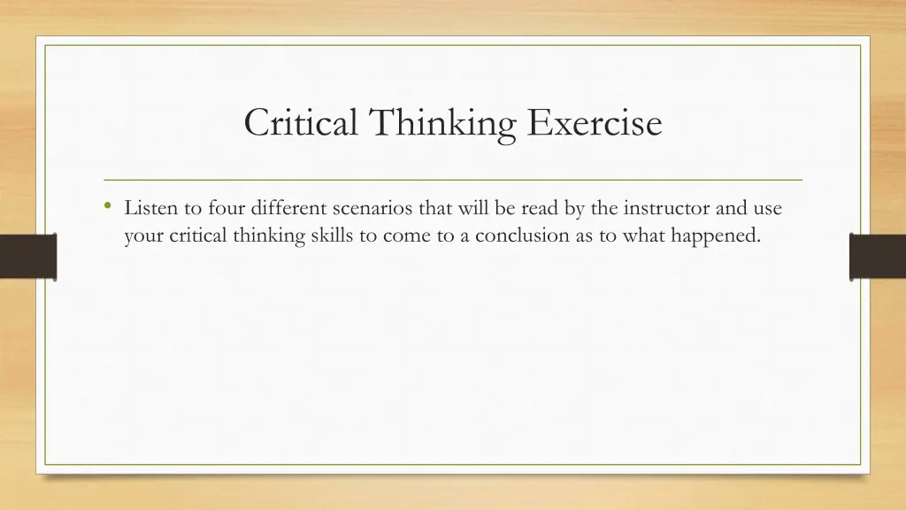 critical thinking exercise