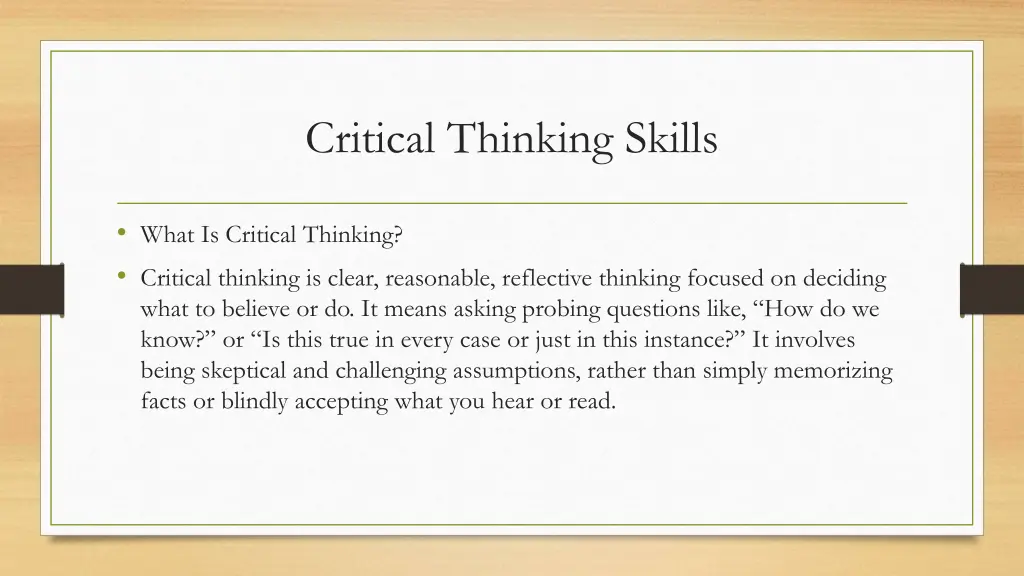 critical thinking skills