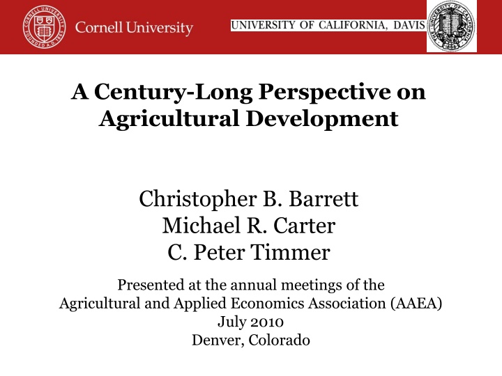 a century long perspective on agricultural