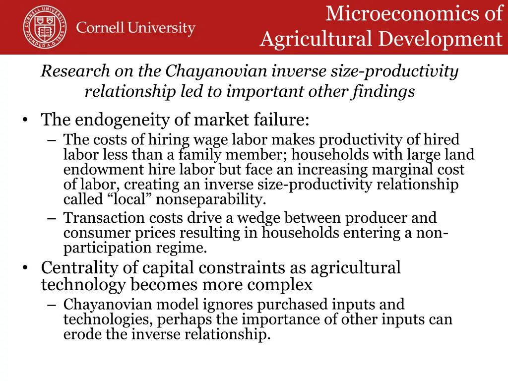 microeconomics of agricultural development 2