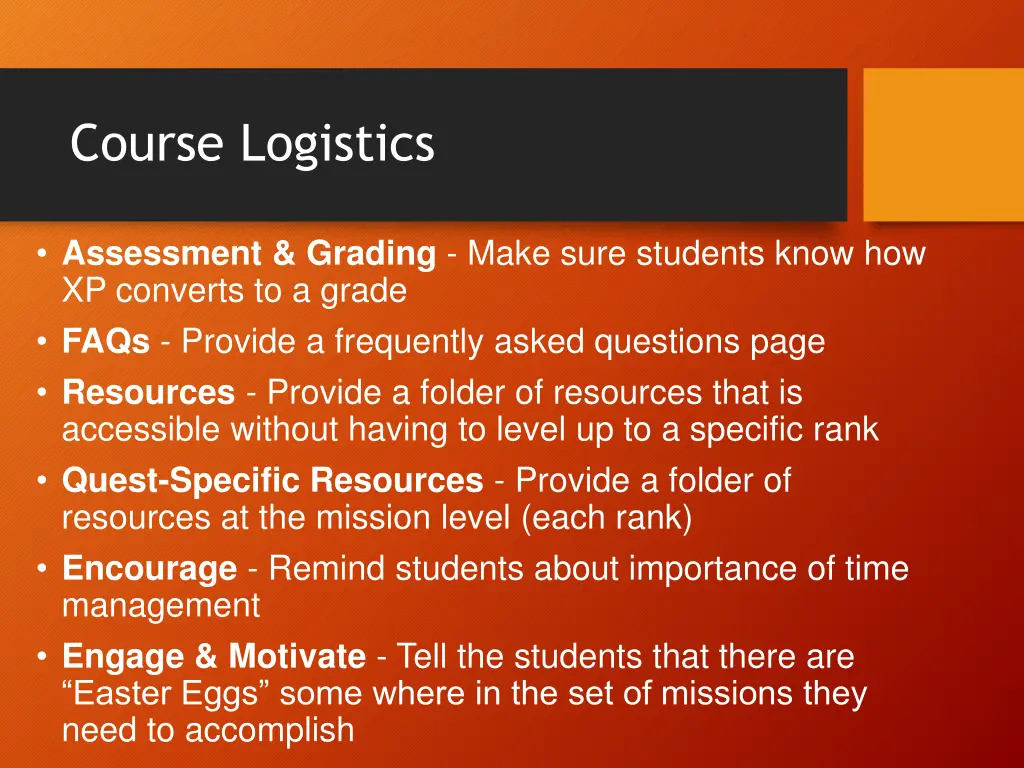 course logistics