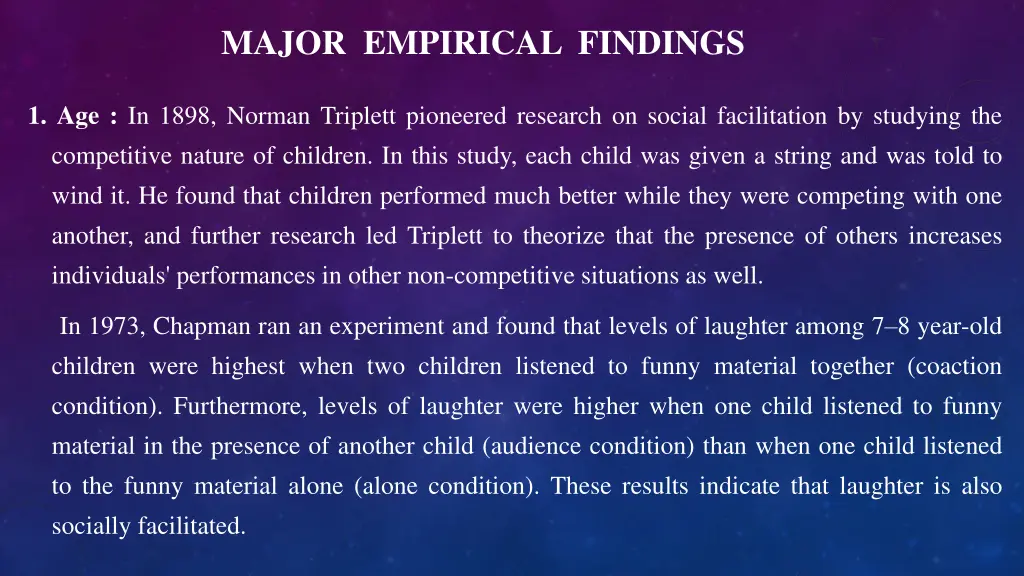 major empirical findings