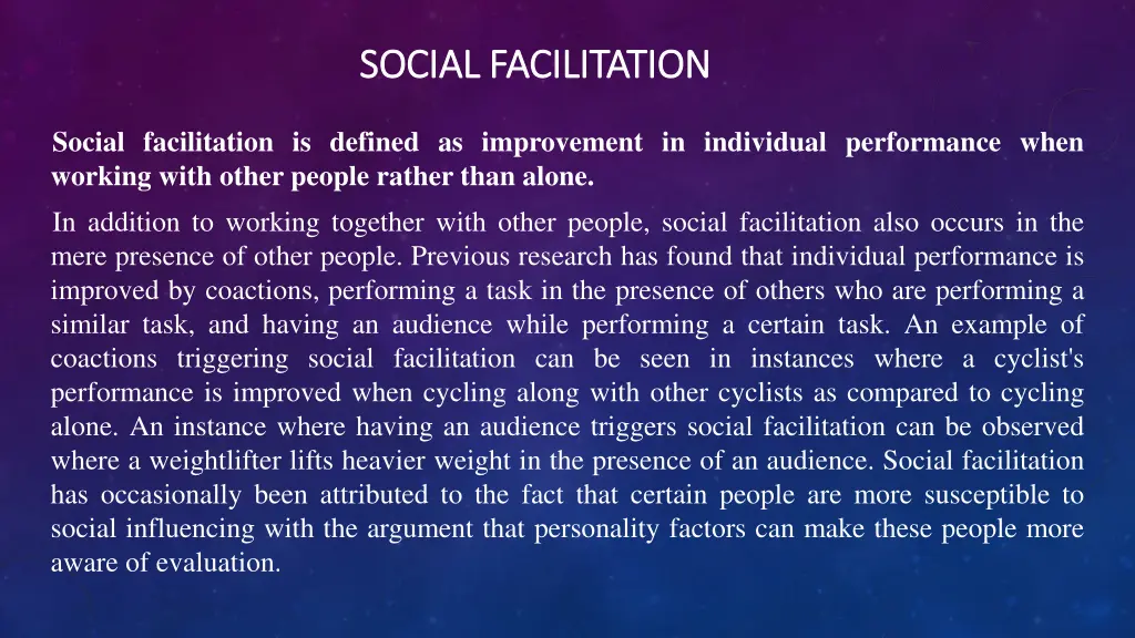 social facilitation social facilitation