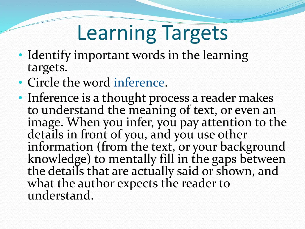 learning targets identify important words