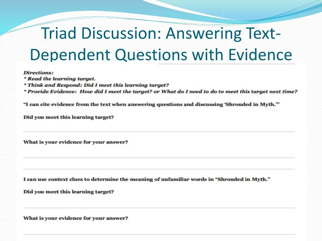 triad discussion answering text dependent 2