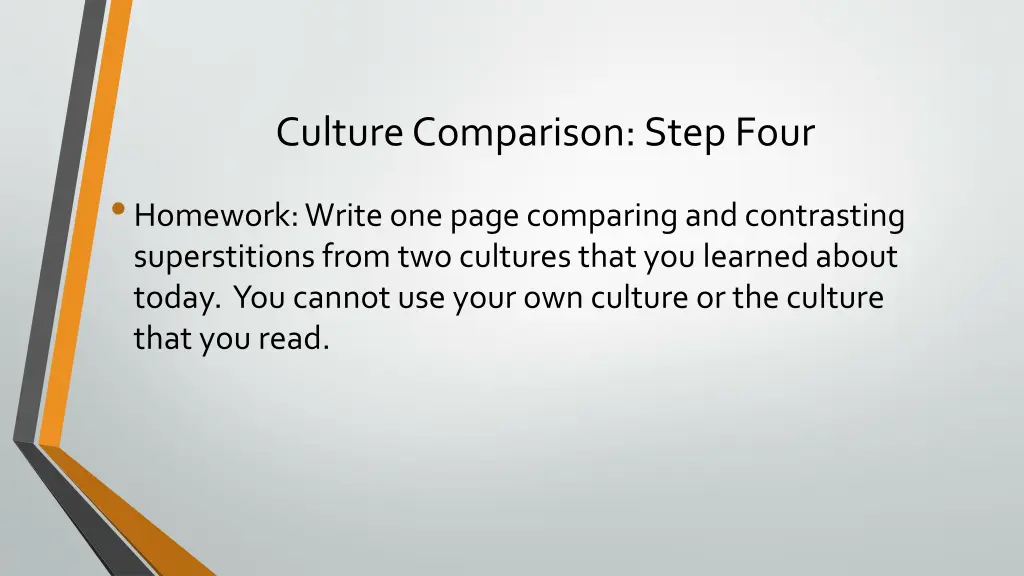 culture comparison step four homework write