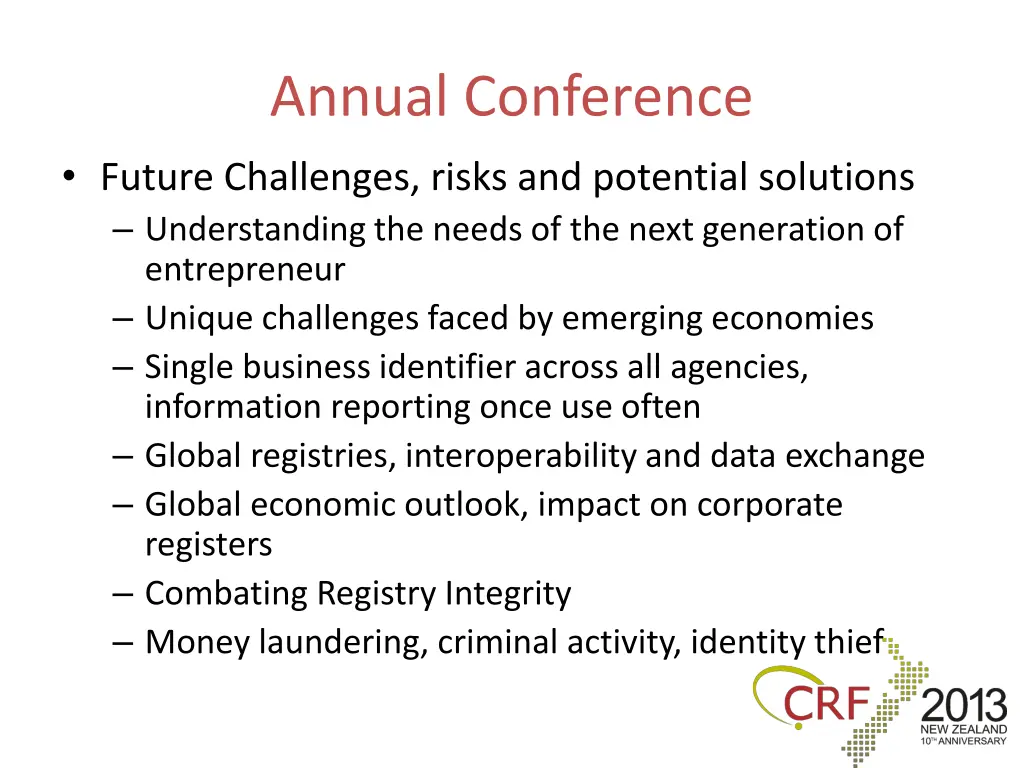 annual conference future challenges risks