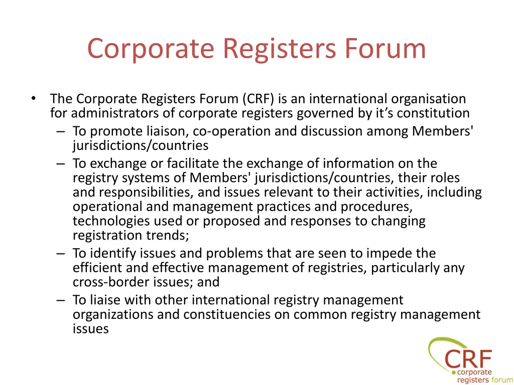 corporate registers forum