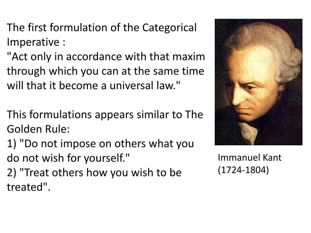 the first formulation of the categorical