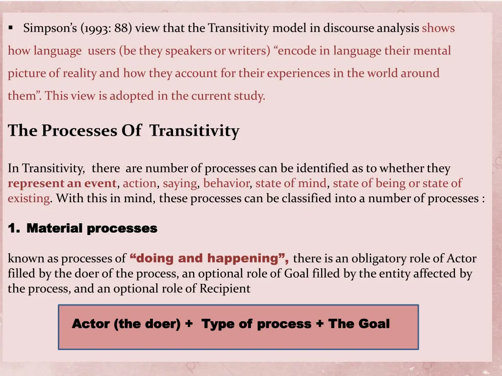 simpson s 1993 88 view that the transitivity