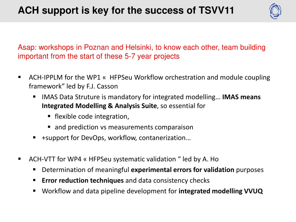 ach support is key for the success of tsvv11