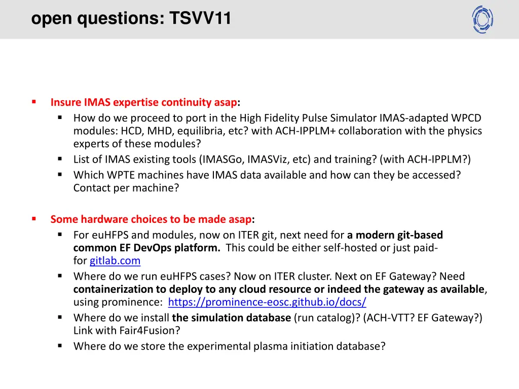 open questions tsvv11