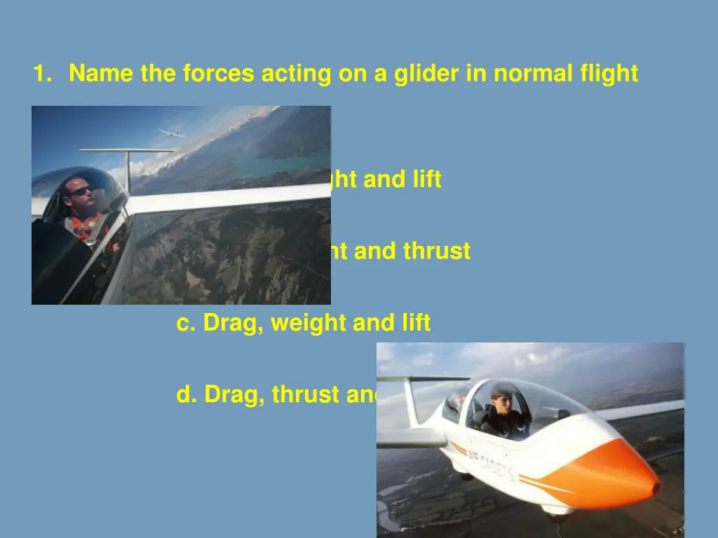 1 name the forces acting on a glider in normal