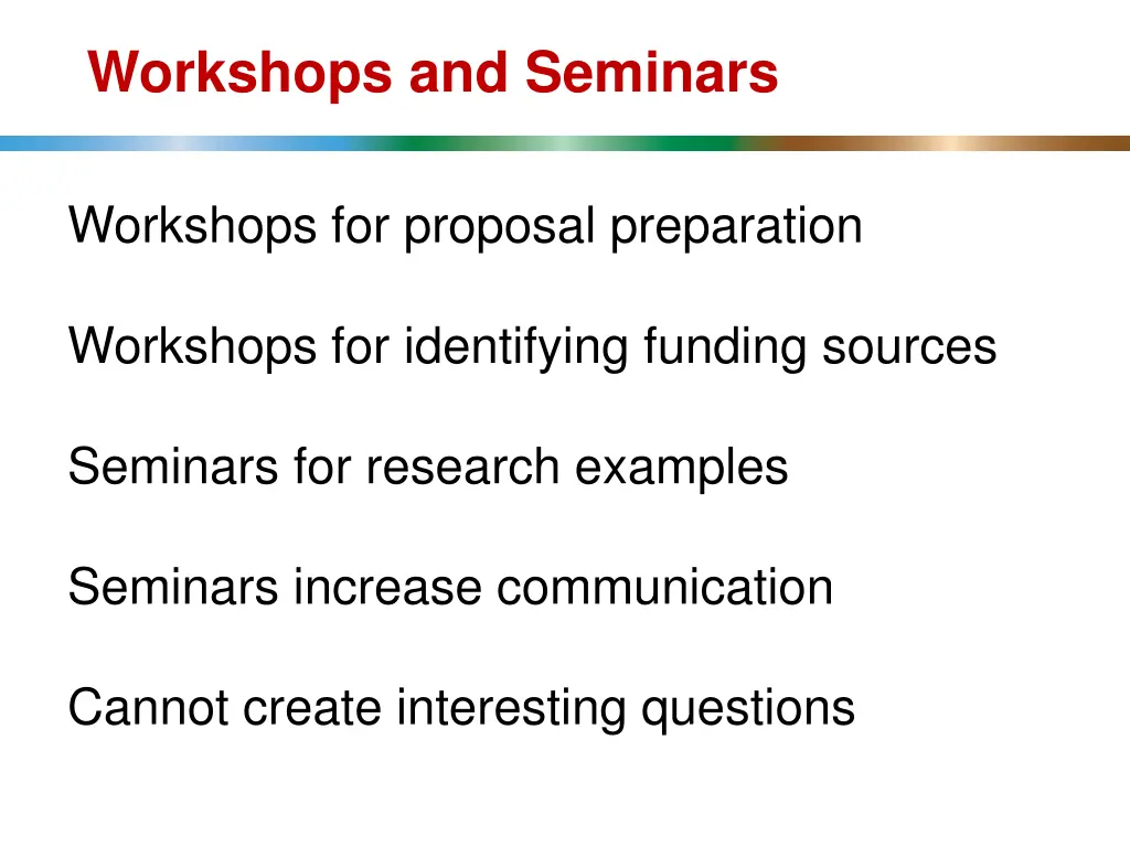 workshops and seminars