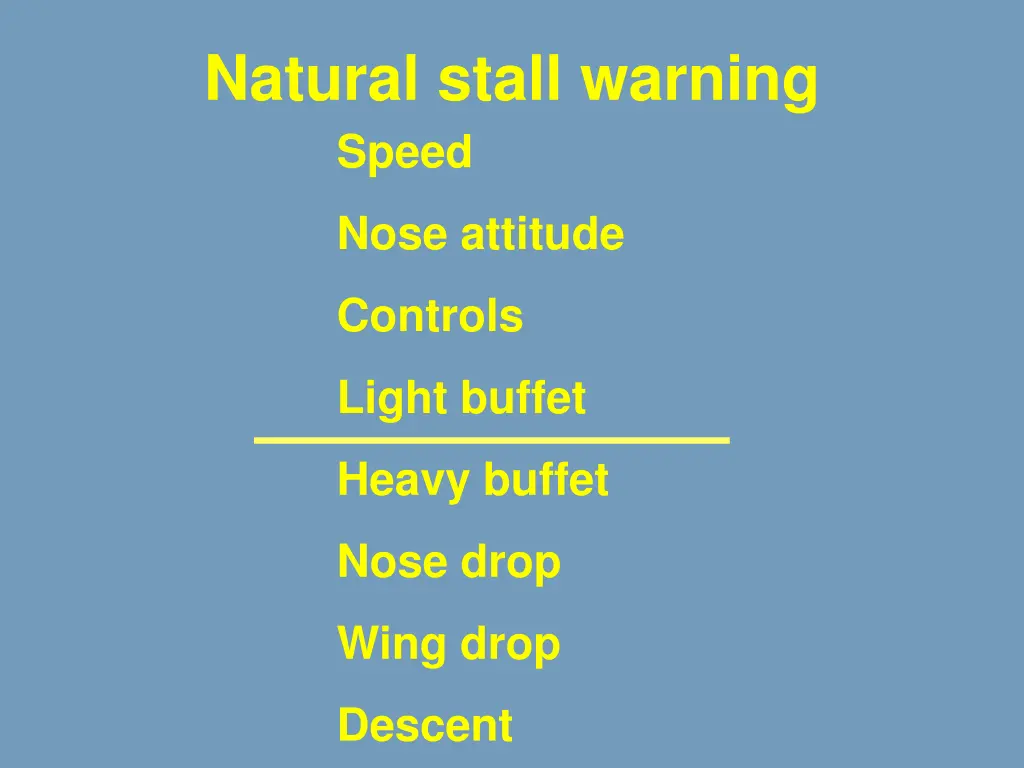 natural stall warning speed