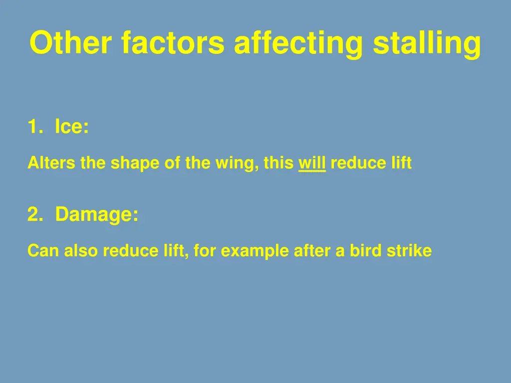 other factors affecting stalling