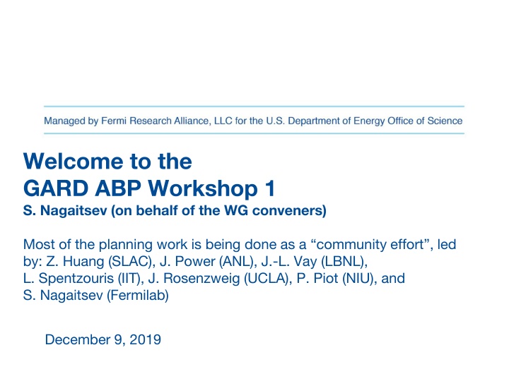 welcome to the gard abp workshop 1 s nagaitsev