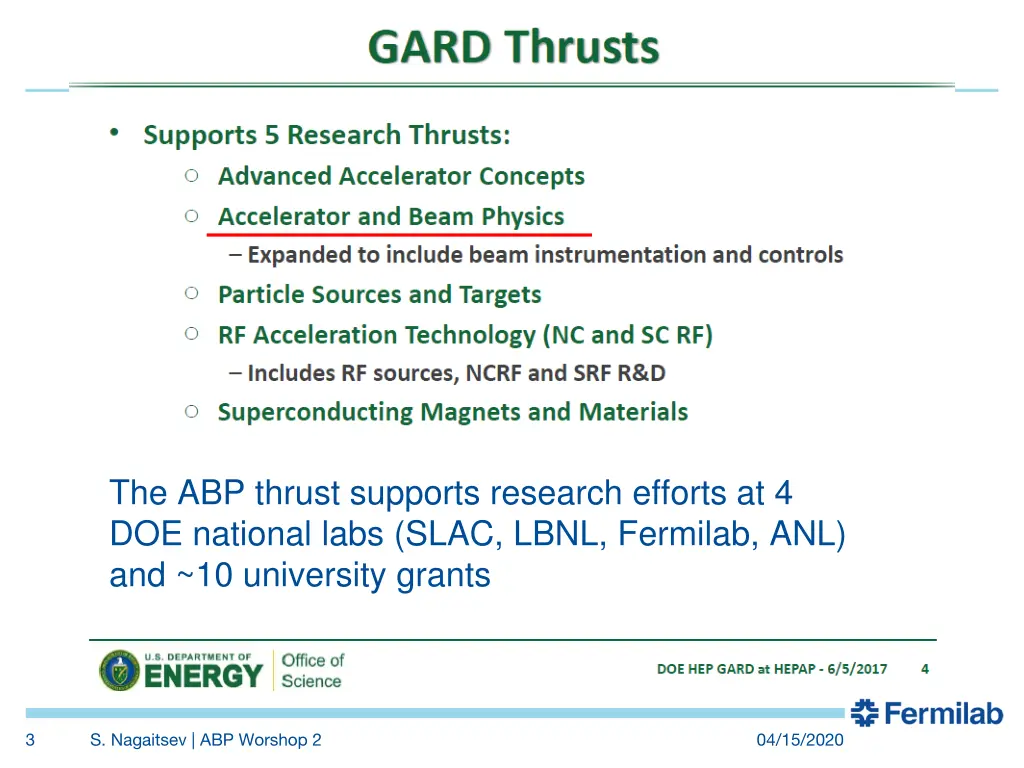 the abp thrust supports research efforts