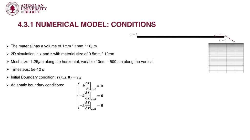 4 3 1 numerical model conditions