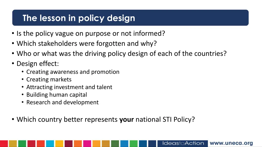 the lesson in policy design