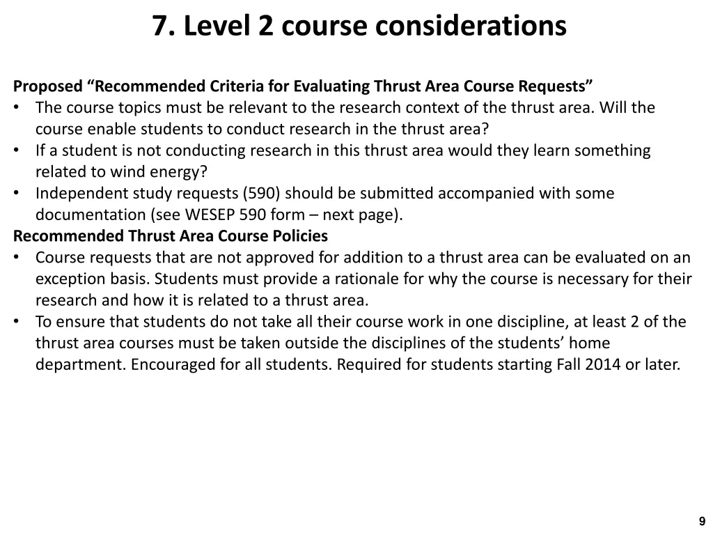 7 level 2 course considerations