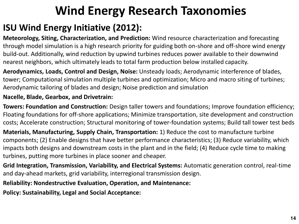 wind energy research taxonomies 1