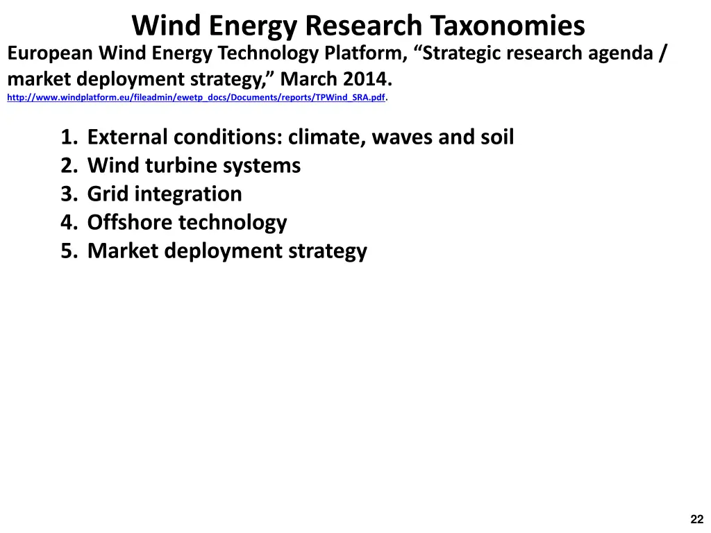 wind energy research taxonomies european wind