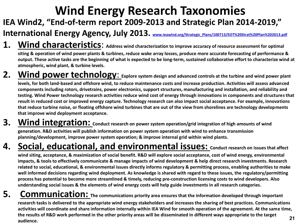 wind energy research taxonomies iea wind2