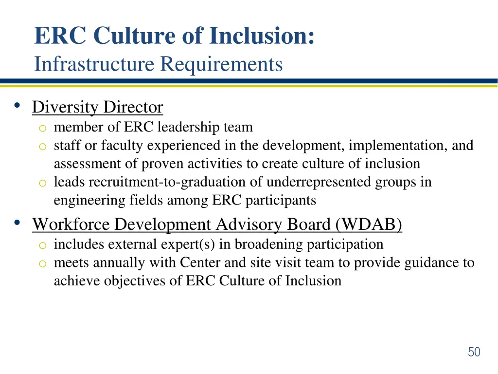 erc culture of inclusion infrastructure