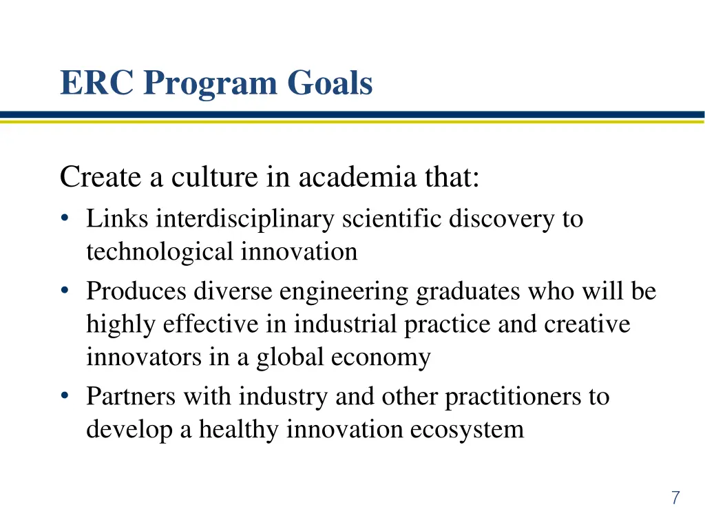 erc program goals