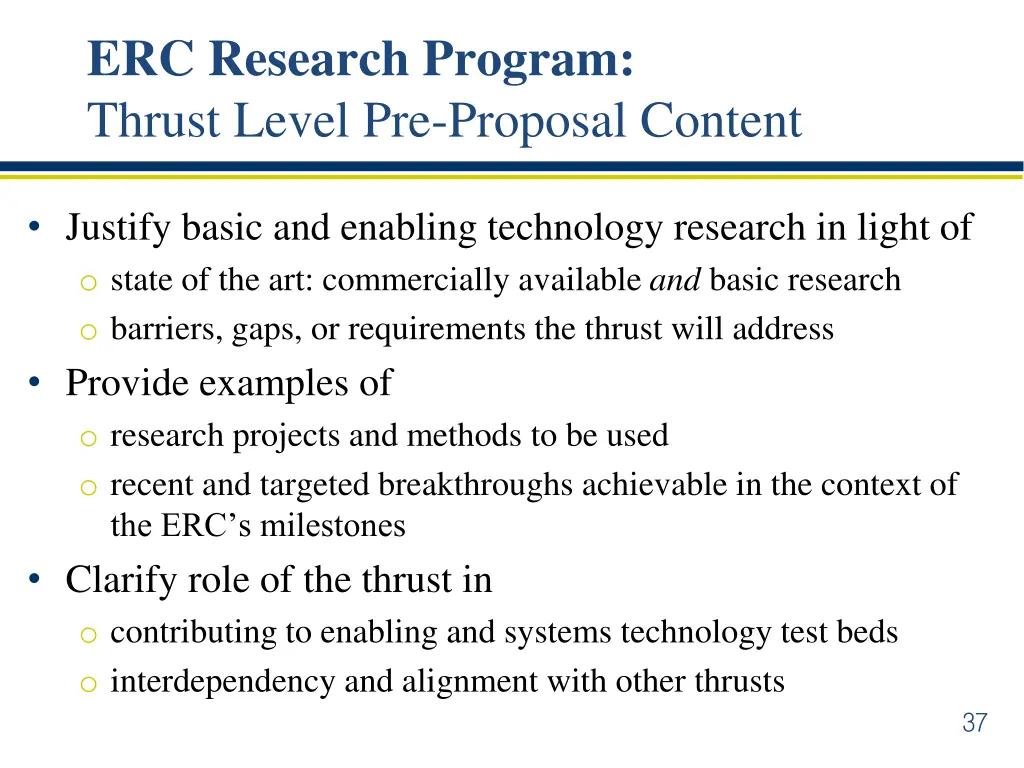 erc research program thrust level pre proposal