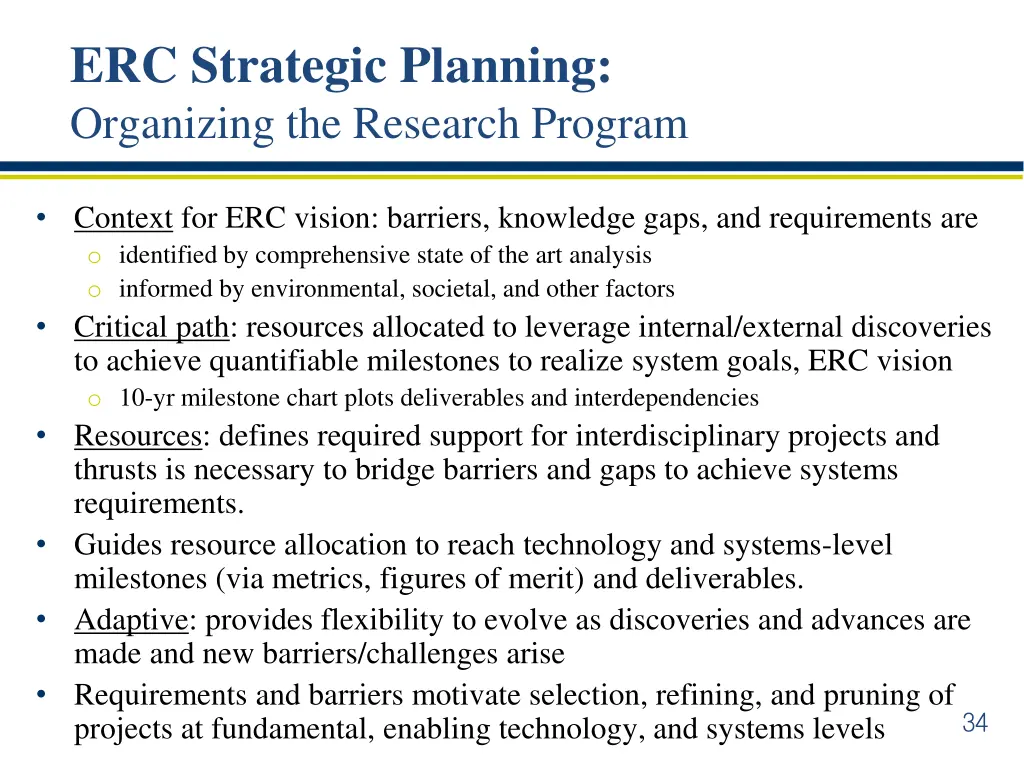 erc strategic planning organizing the research