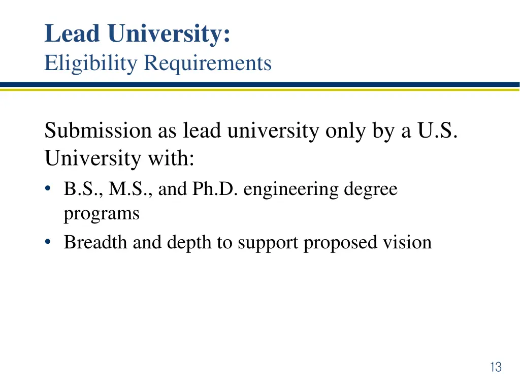 lead university eligibility requirements