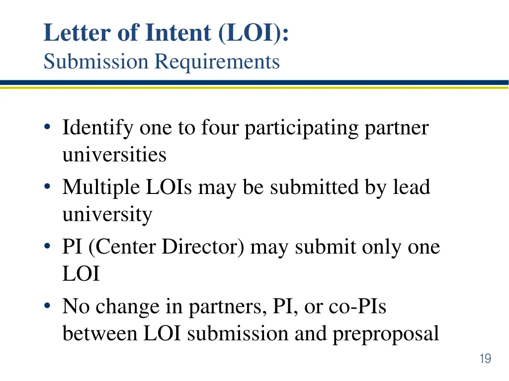 letter of intent loi submission requirements