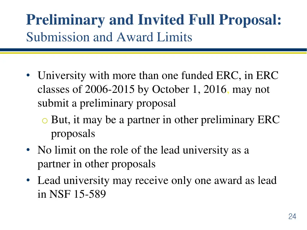 preliminary and invited full proposal submission