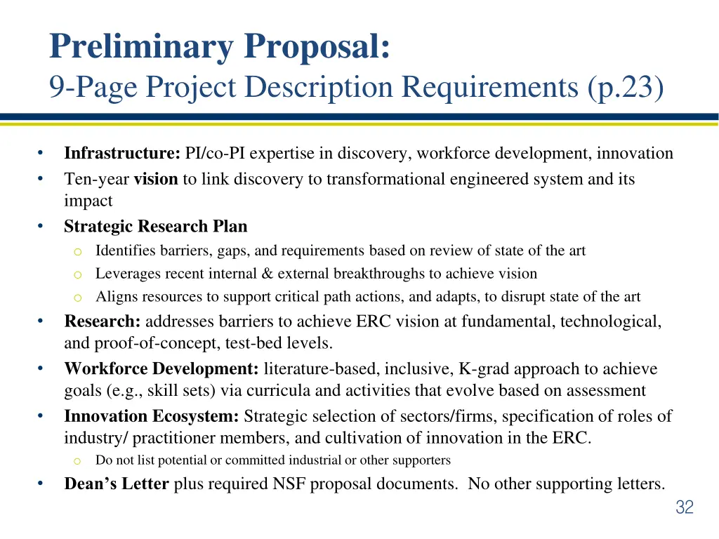 preliminary proposal 9 page project description