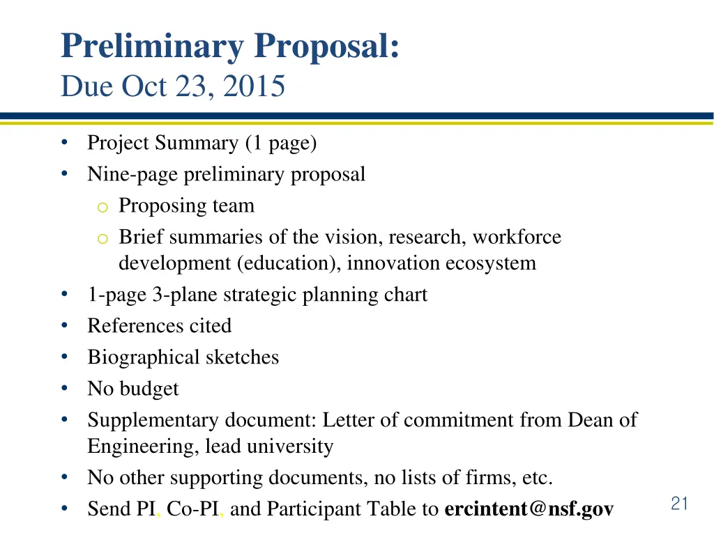 preliminary proposal due oct 23 2015