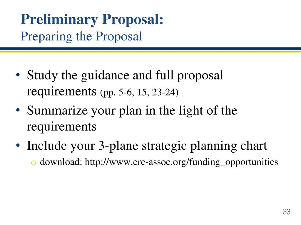 preliminary proposal preparing the proposal