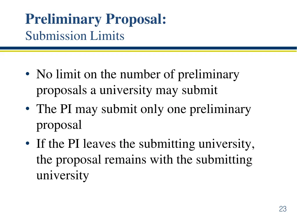 preliminary proposal submission limits