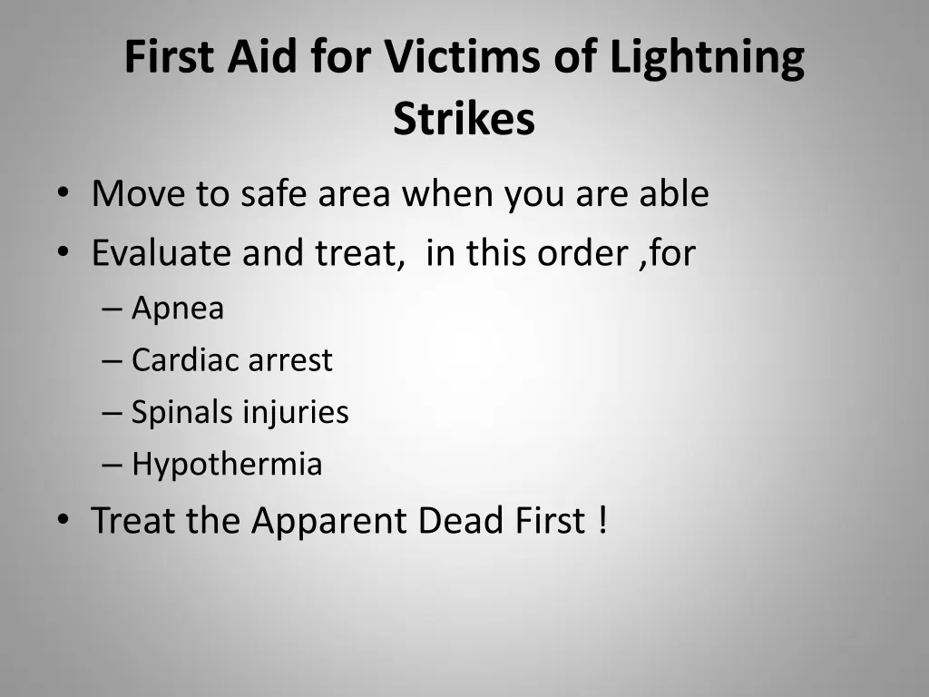 first aid for victims of lightning strikes