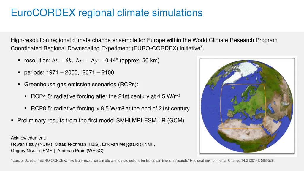 eurocordex regional climate simulations