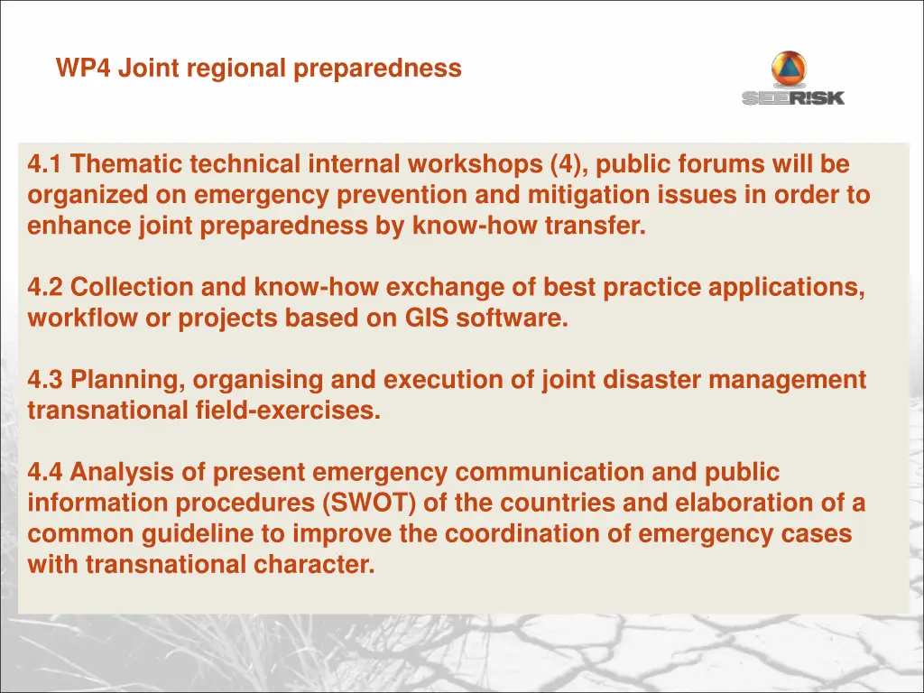 wp4 joint regional preparedness