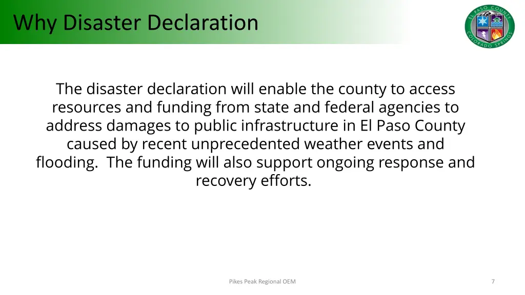 why disaster declaration