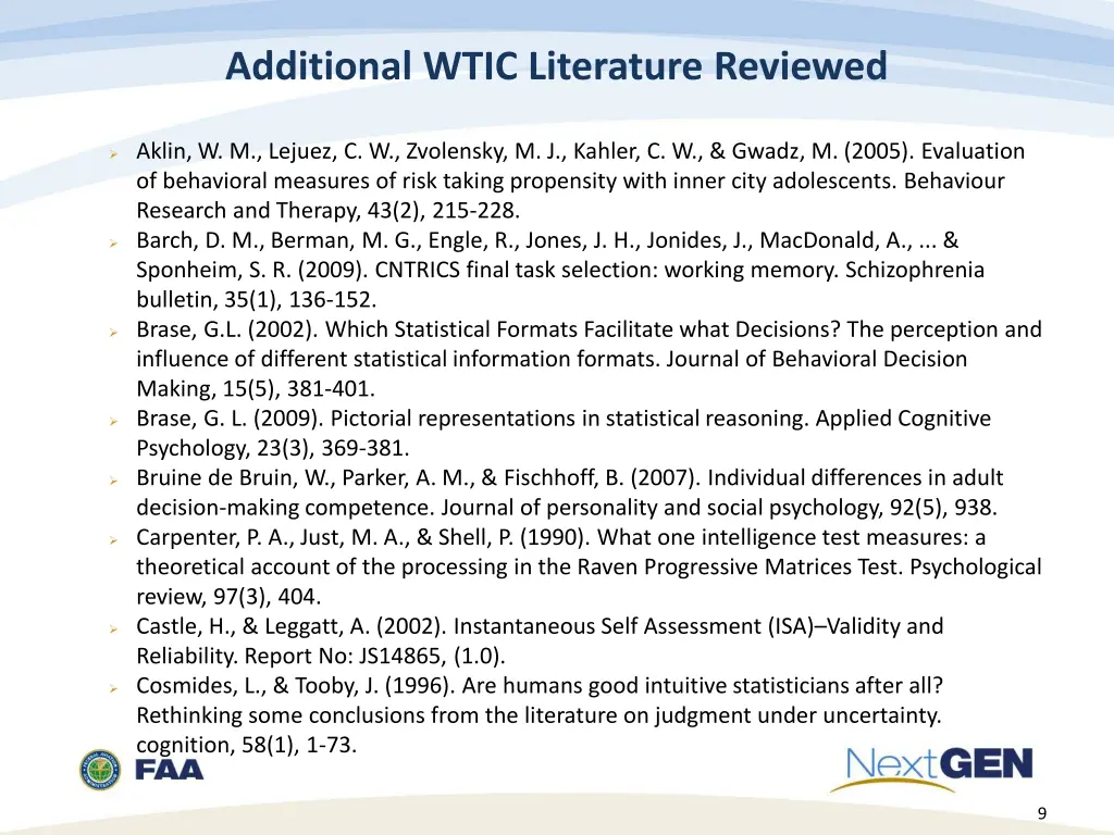 additional wtic literature reviewed