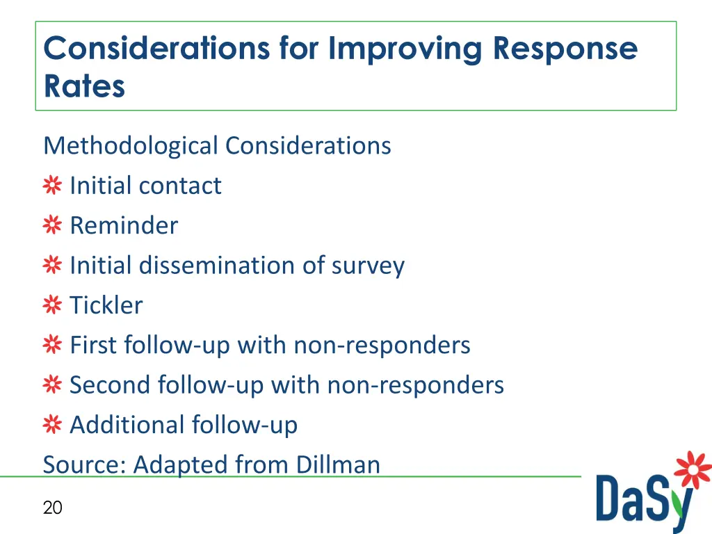 considerations for improving response rates