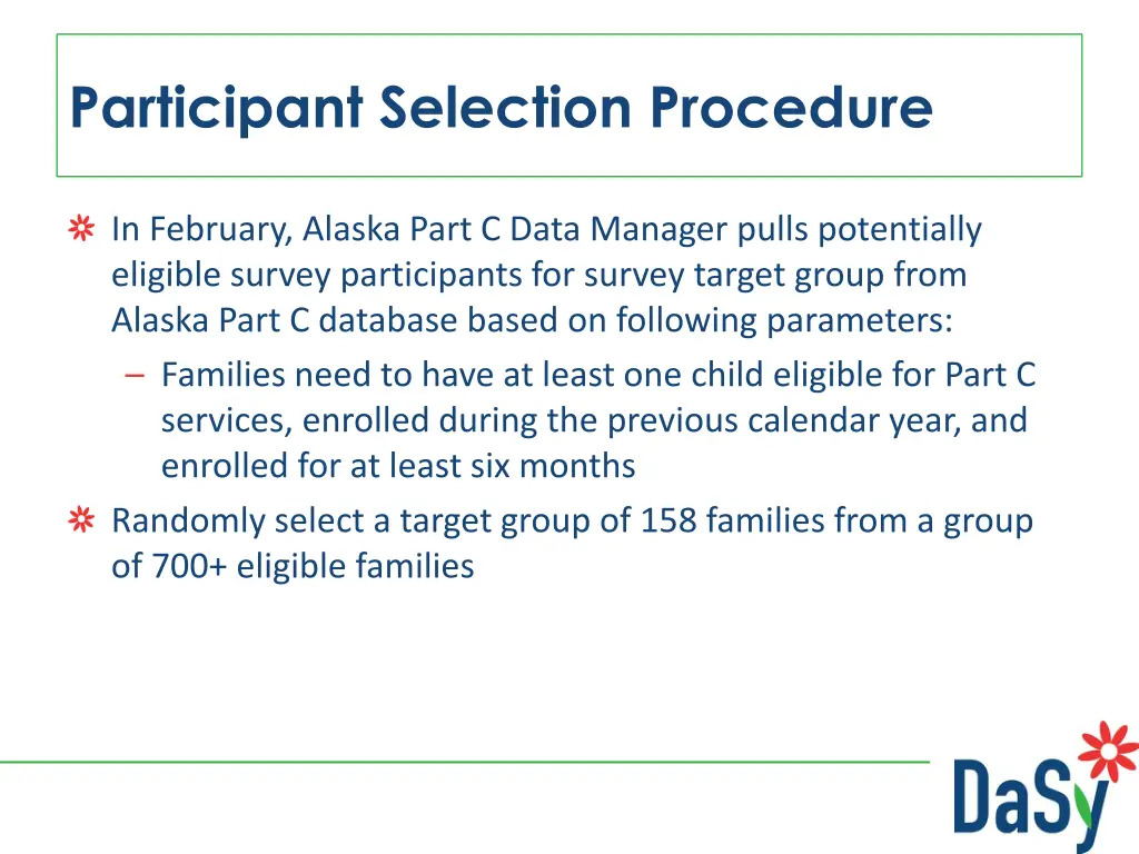 participant selection procedure