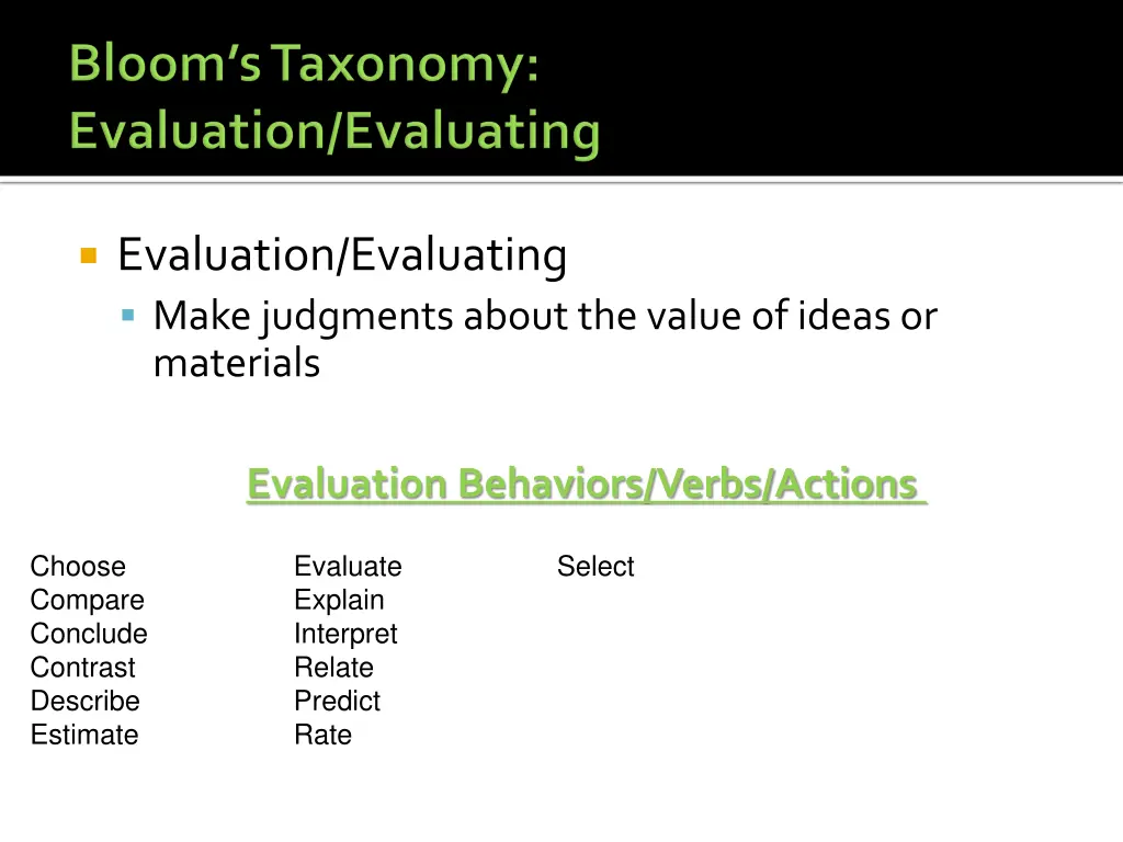 evaluation evaluating make judgments about