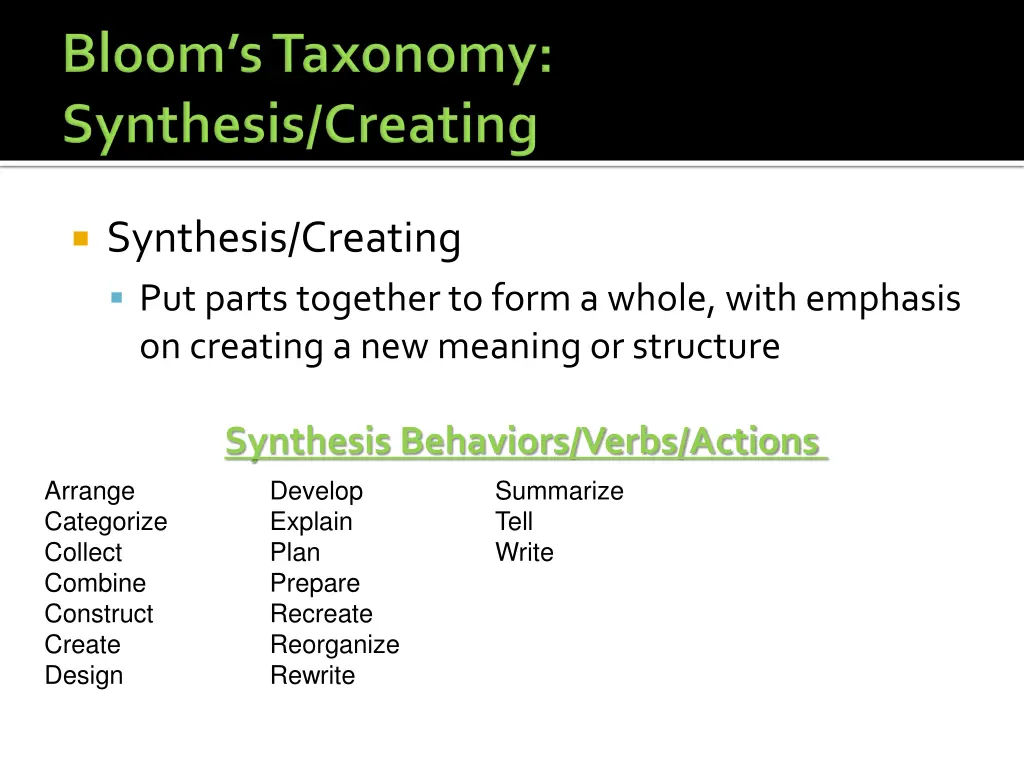 synthesis creating put parts together to form