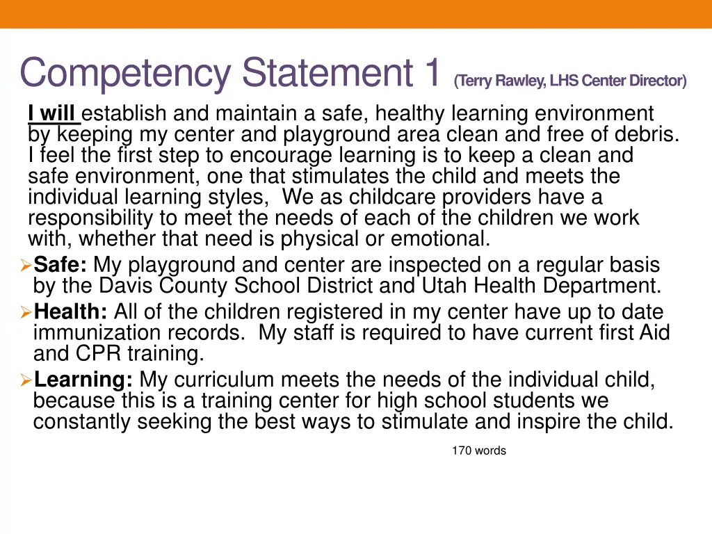 competency statement 1 terry rawley lhs center