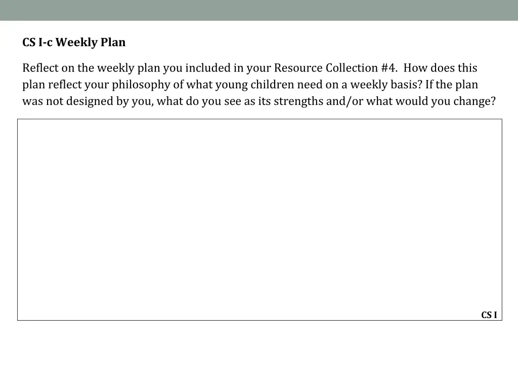 cs i c weekly plan